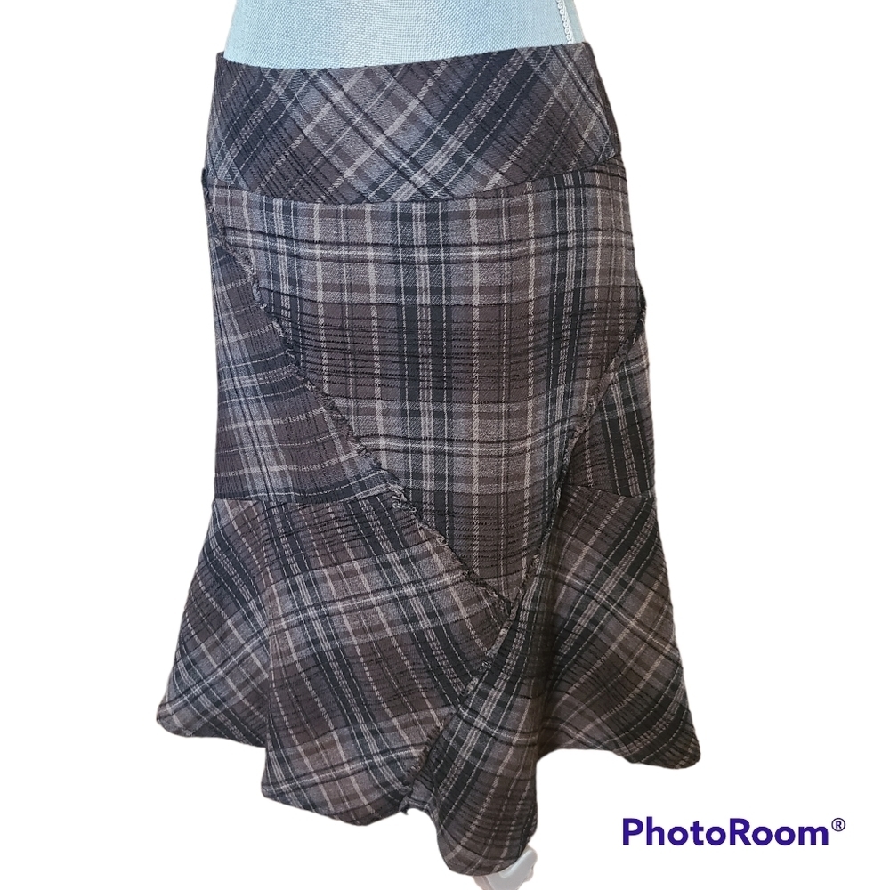 VINTAGE Dark Academia Plaid A-line Skirt